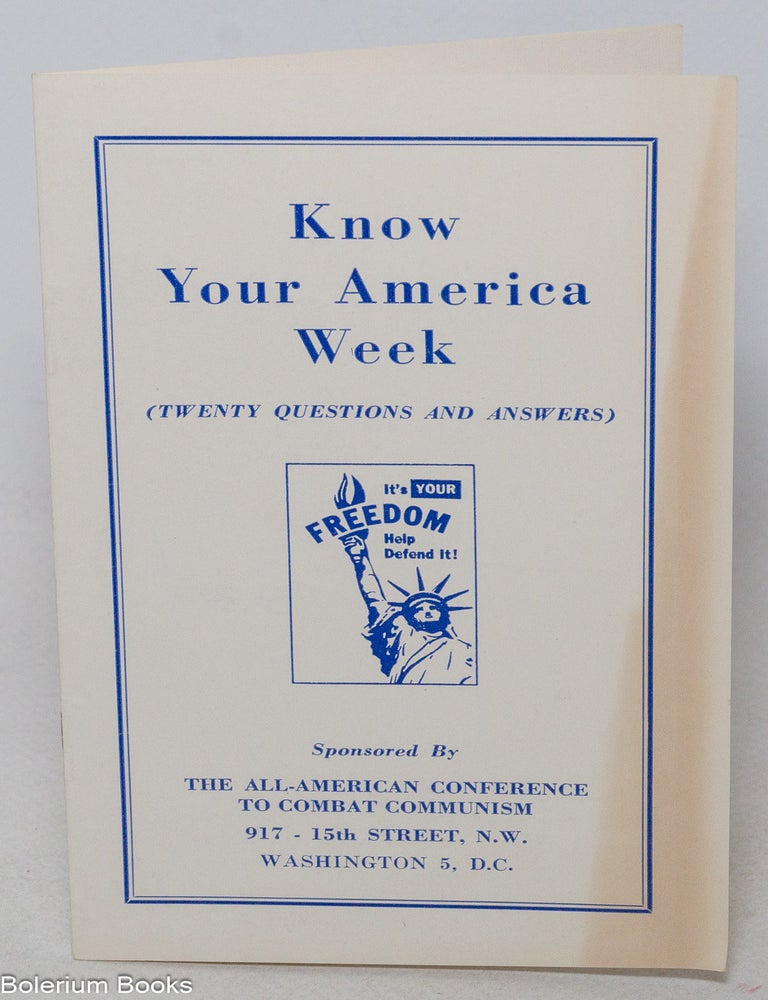 Cat.No: 340467 Know your America week (twenty questions and answers