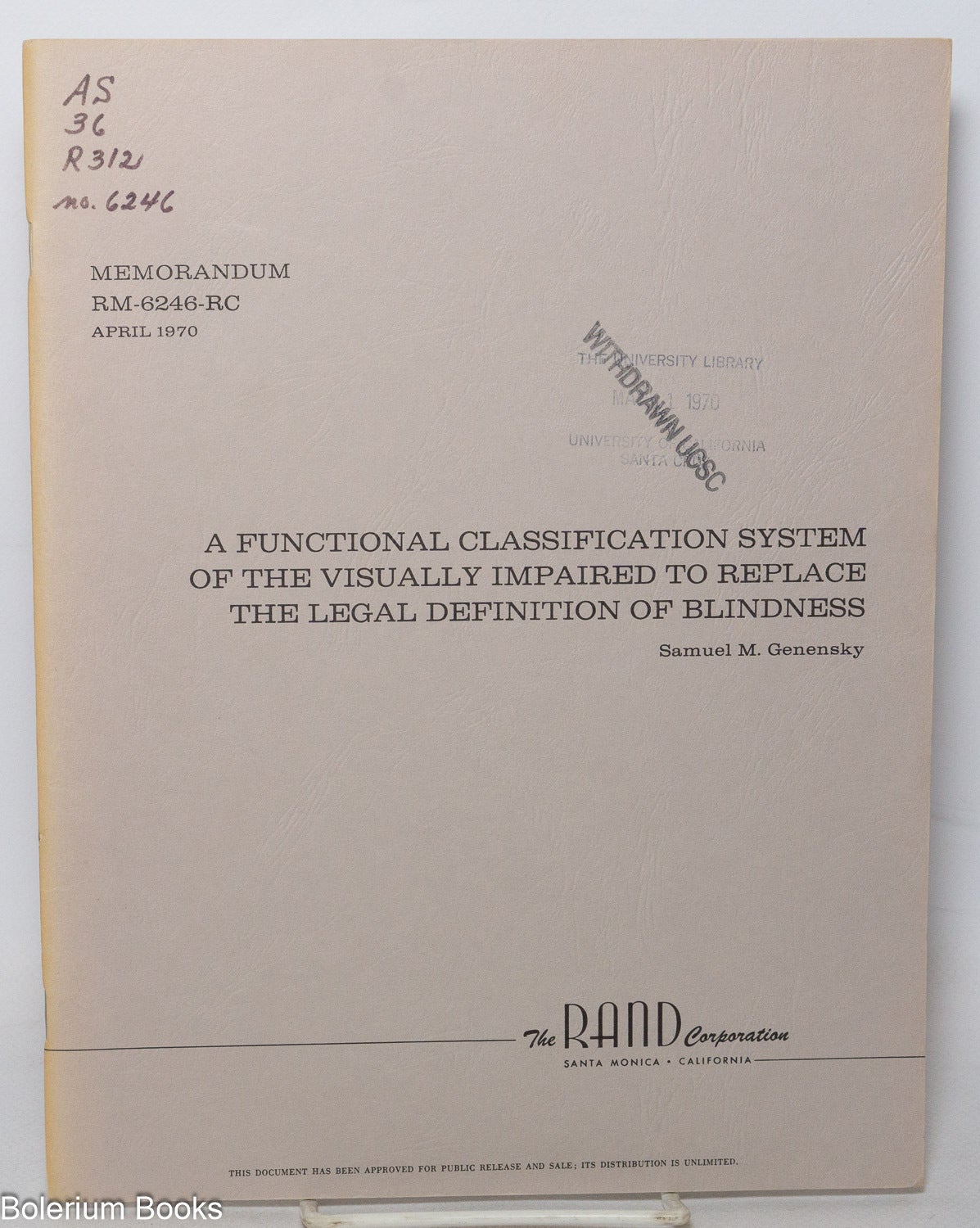 A Functional Classification System of the Visually Impaired to Replace ...