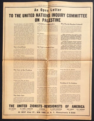 Cat.No: 340614 An open letter to the United Nations Inquiry Committee on Palestine...