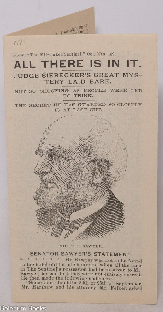 Cat.No: 340792 All there is in it. Judge Siebecker’s Great Mystery Laid