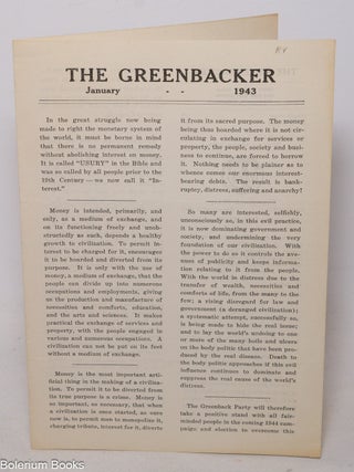 Cat.No: 340798 The Greenbacker. January 1943