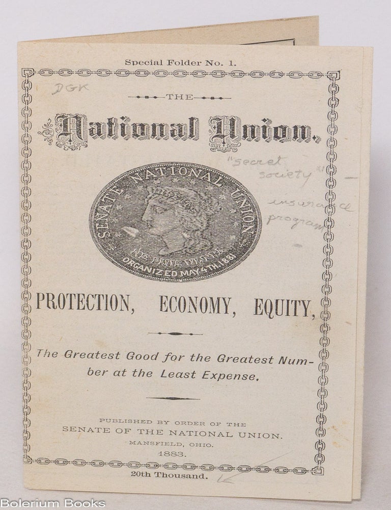 Cat.No: 340804 The National Union. Protection, Economy, Equity