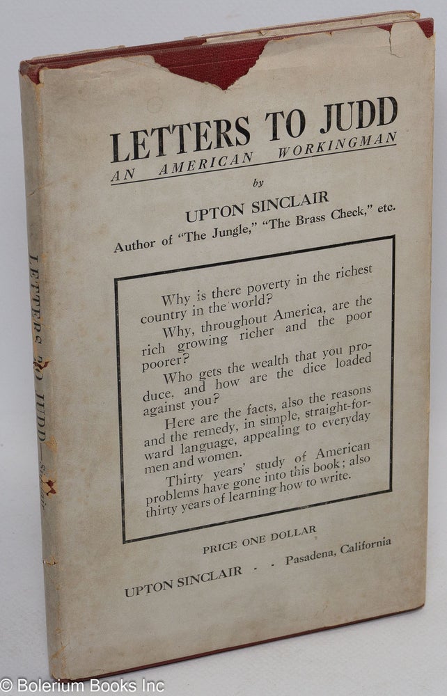 Cat.No: 34081 Letters to Judd, an American workingman. Upton Sinclair.