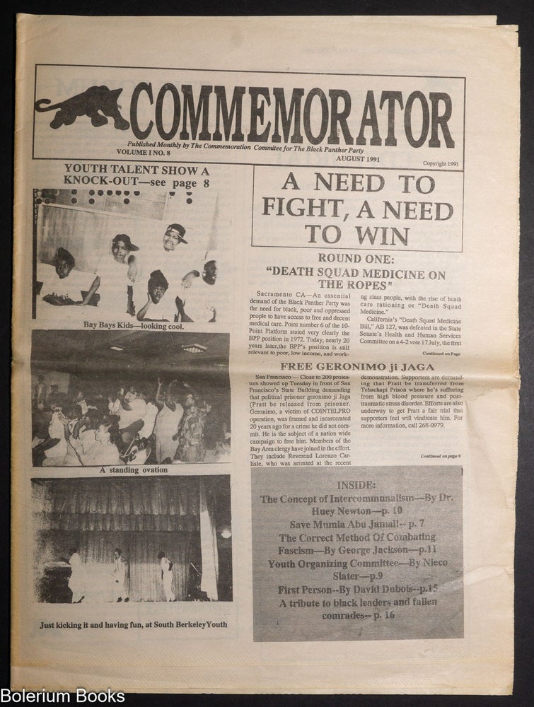 Cat.No: 340834 The Commemorator. Vol. 1 no. 8 (August, 1991