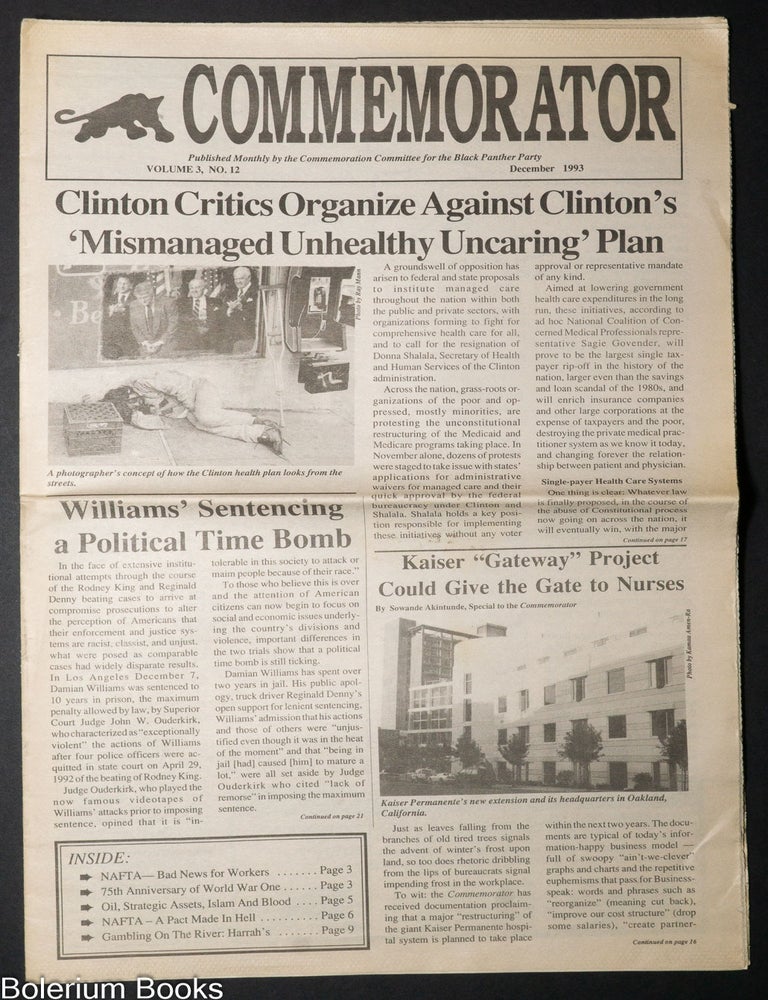 Cat.No: 340922 The Commemorator. Vol. 3 no. 12 (December 1993