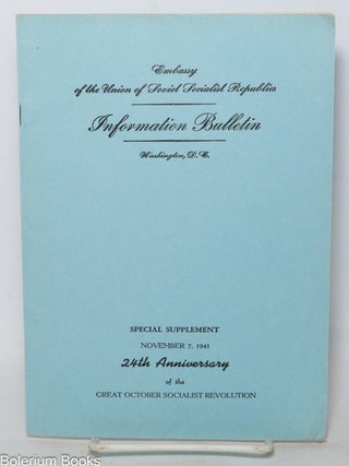 Cat.No: 341009 Information Bulletin. Special Supplement. November 7, 1941. 24th...