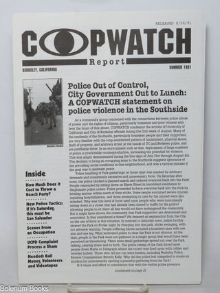 Cat.No: 341136 Copwatch Report (Summer 1991