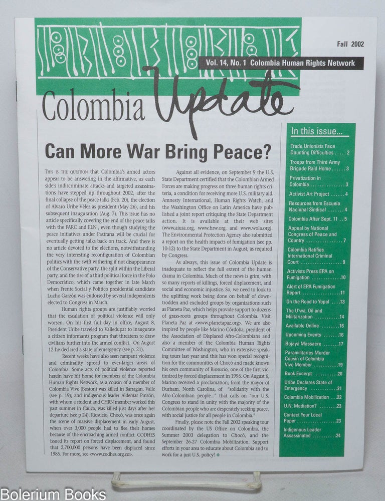 Cat.No: 341222 Colombia Update: Vol. 14, No. 1, Fall 2002