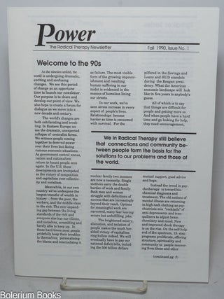 Cat.No: 341246 Power: The Radical Therapy Newsletter, Fall 1990, Issue No. 1