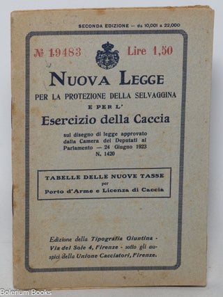 Cat.No: 341289 Nuova legge per la protezione della selvaggina e per l'Esercizio...