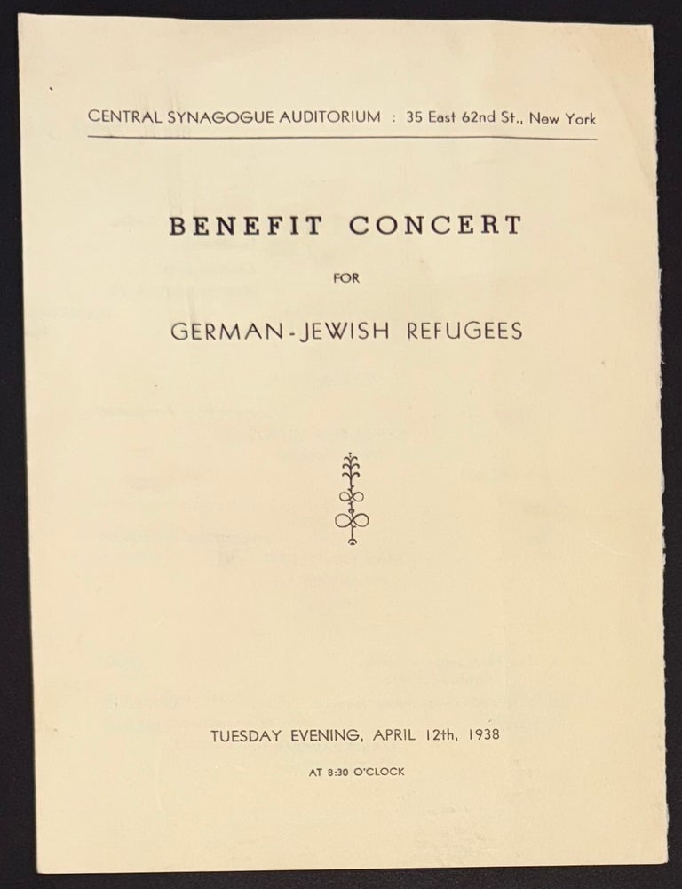 Cat.No: 341370 Benefit Concert for German-Jewish Refugees