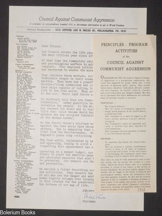 Cat.No: 341378 Principles, Program, Activities of the Council Against Communist Aggression