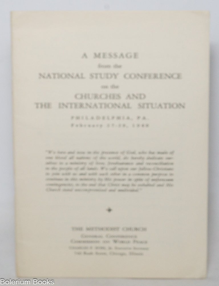 A Message from the National Study Conference on the Churches and the ...