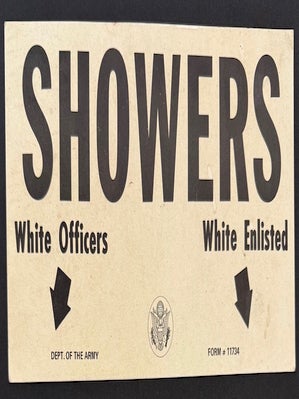 Cat.No: 341407 Showers: White Officers, White Enlisted [card indicating segregated...