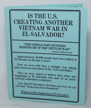 Cat.No: 341457 Is the US creating another Vietnam War in El Salvador?