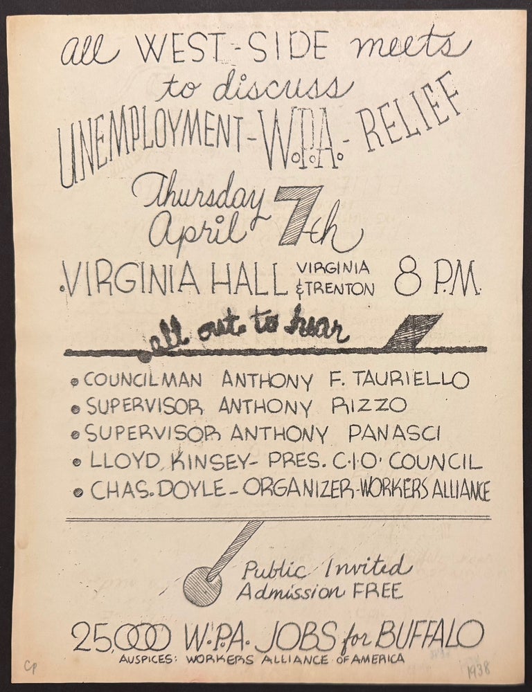 Cat.No: 341476 All West-Side meets to discuss unemployment - WPA - Relief