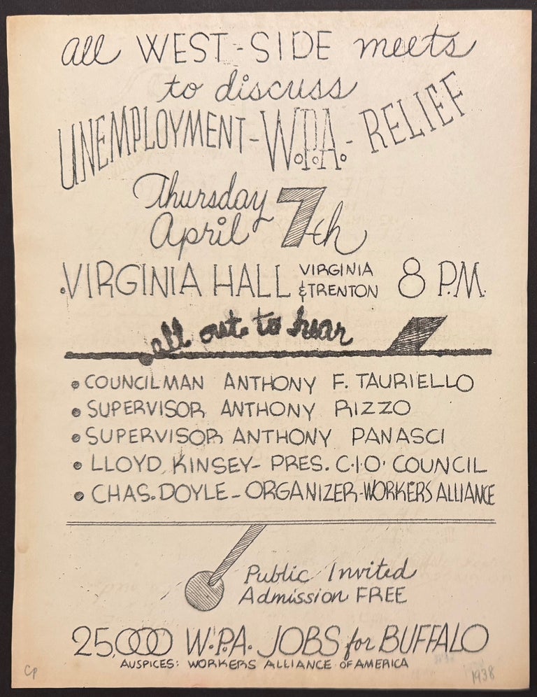 Cat.No: 341476 All West-Side meets to discuss unemployment - WPA - Relief