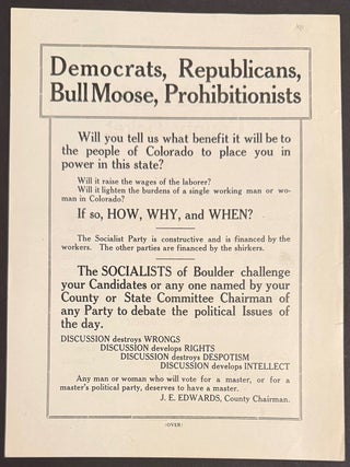 Cat.No: 341534 Democrats, Republicans, Bull Moose, Prohibitionists: Will you tell us what...