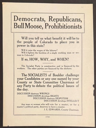 Cat.No: 341535 Democrats, Republicans, Bull Moose, Prohibitionists: Will you tell us what...