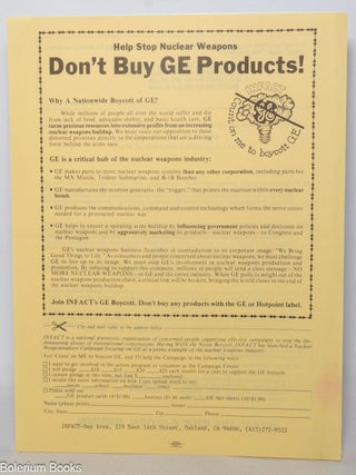 Cat.No: 341669 Don't buy GE products! Help stop nuclear weapons [handbill