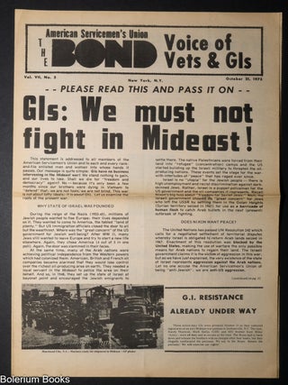 Cat.No: 341857 The Bond: Voice of Vets & GIs; Vol. 7, No. 5, October 21, 1973