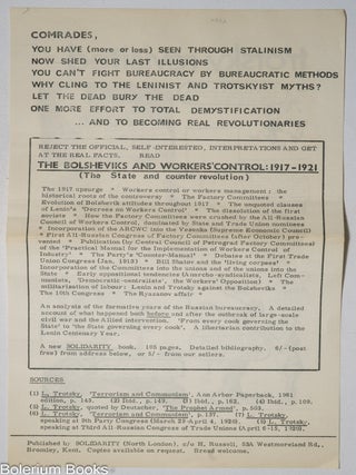 Comrades, You Have (more or less) Seen Through Stalinism [handbill].