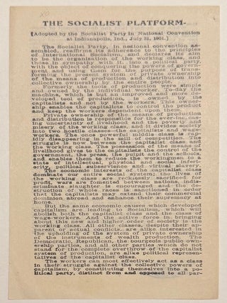 Cat.No: 342126 The Socialist Platform. Adopted by the Socialist Party in National...