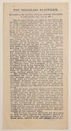 Cat.No: 342126 The Socialist Platform. Adopted by the Socialist Party in National...