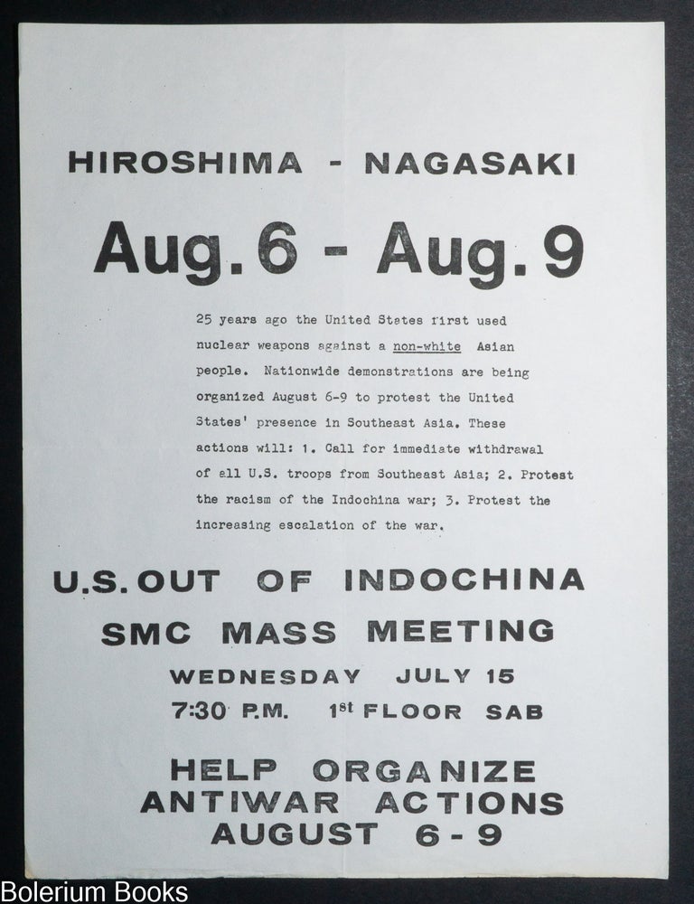 Cat.No: 342255 Hiroshima - Nagasaki / Aug. 6 - Aug. 9 [handbill