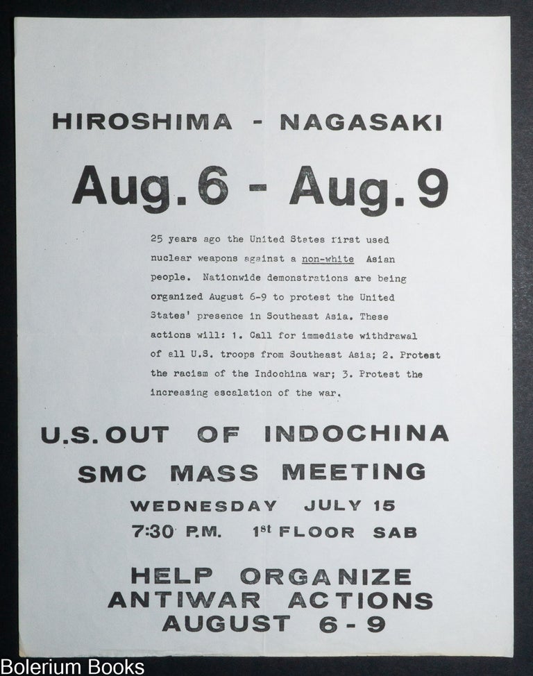 Cat.No: 342255 Hiroshima - Nagasaki / Aug. 6 - Aug. 9 [handbill