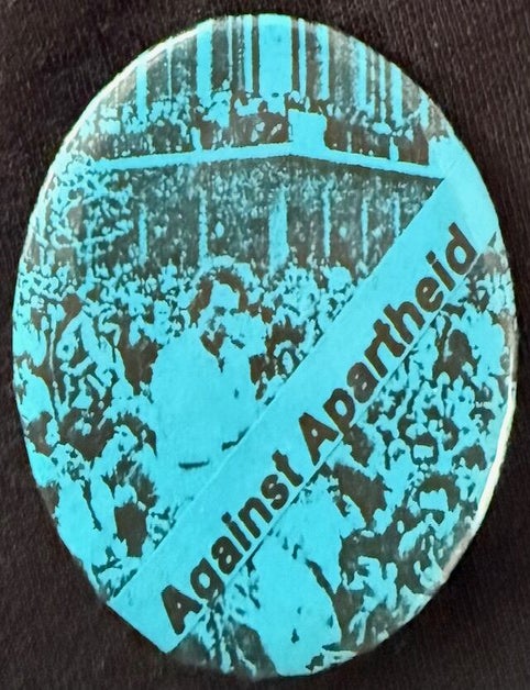 Cat.No: 342381 Against Apartheid [pinback button]