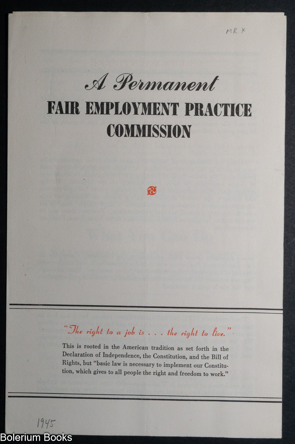 A Permanent Fair Employment Practices Commission