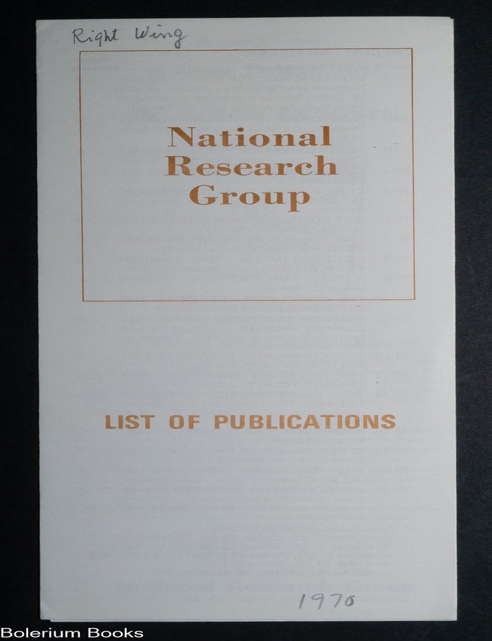 Cat.No: 342471 National Research Group List of Publications [brochure