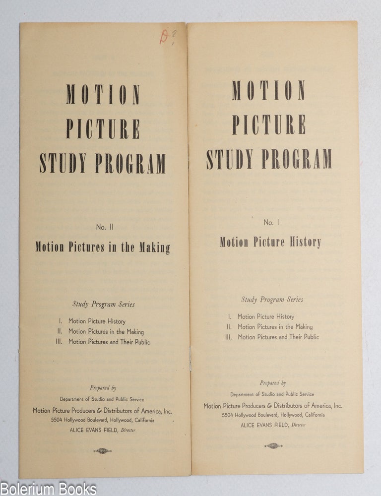 Cat.No: 342474 Motion Picture Study Program. Number 1: Motion Picture History [with] Number 2: Motion Pictures in the Making.