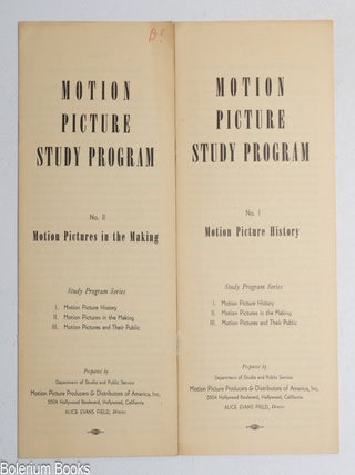 Cat.No: 342474 Motion Picture Study Program. Number 1: Motion Picture History [with]...