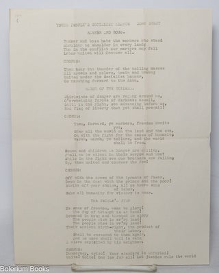 Cat.No: 342491 Young People’s Socialist League Song Sheet [handbill