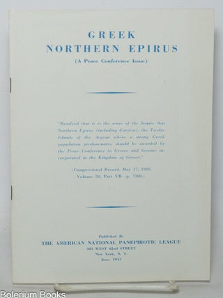 Cat.No: 342500 Greek Northern Epirus (A Peace Conference Issue