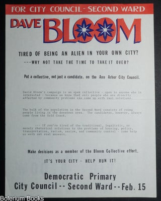 Cat.No: 342526 For City Council - Second War / Dave Bloom / Tired of being an alien in...