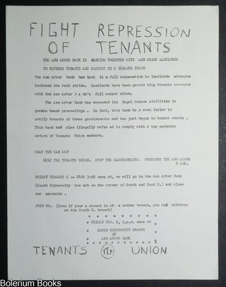 Cat.No: 342534 Fight Repression of Tenants / Tenants Union [handbill