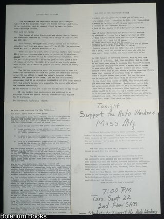 Cat.No: 342535 [Four handbills by Students to Support the Auto Workers