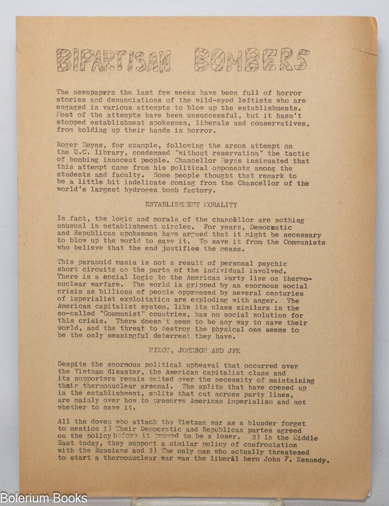 Cat.No: 342582 Bipartisan Bombers [handbill]