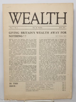 Cat.No: 342694 Wealth. Volume 1, Number 2. July 1937