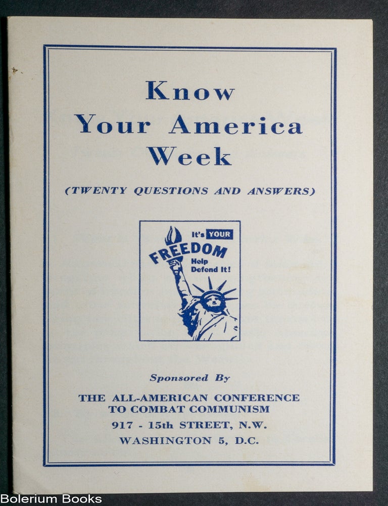 Cat.No: 342901 Know your America week (twenty questions and answers
