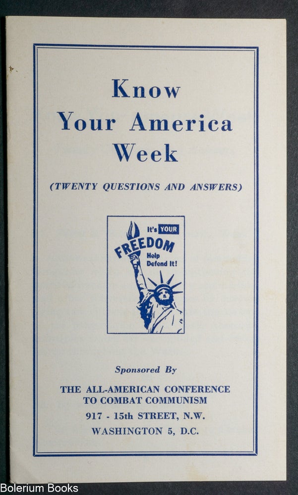 Cat.No: 342901 Know your America week (twenty questions and answers