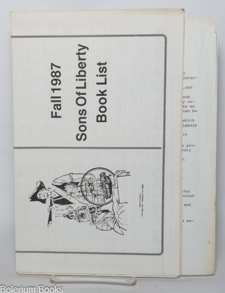Cat.No: 342991 Fall 1987 Sons of Liberty Book List