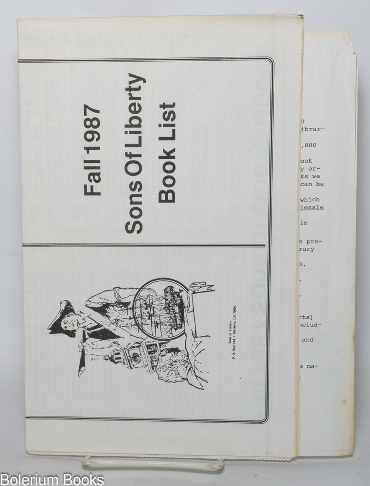 Cat.No: 342991 Fall 1987 Sons of Liberty Book List