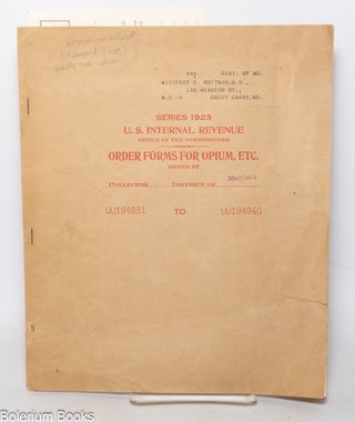 Cat.No: 343015 Series 1923 U.S. Internal Revenue, Office of the Commissioner, Order Forms...