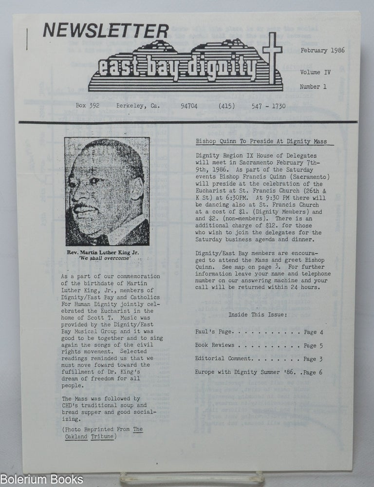 Cat.No: 343186 East Bay Dignity newsletter: vol. 4, #1, Feb. 1986: MLK