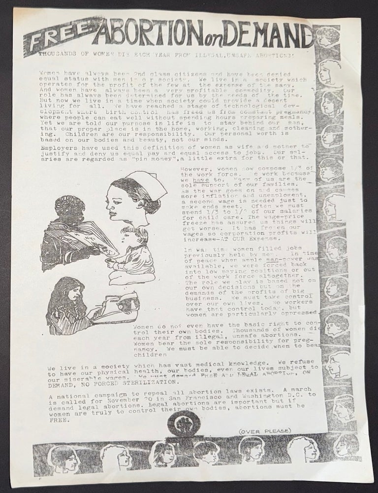 Cat.No: 343220 Free abortion on demand: Thousands of women die each year from illegal, unsafe abortions! [handbill]