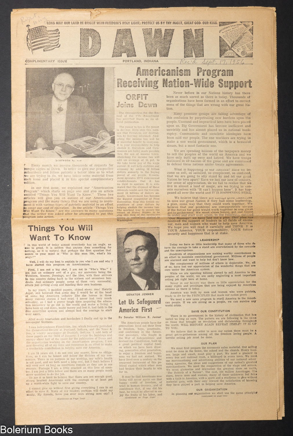 Dawn. Complimentary issue | Sherwood C. Ide